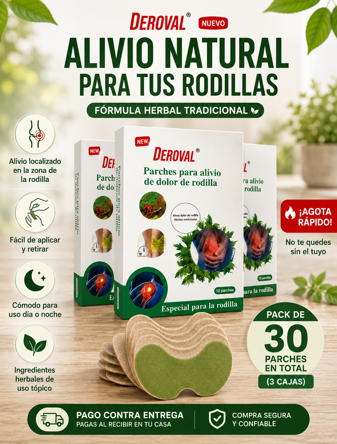 Deroval — Parches para alivio de dolor de rodilla