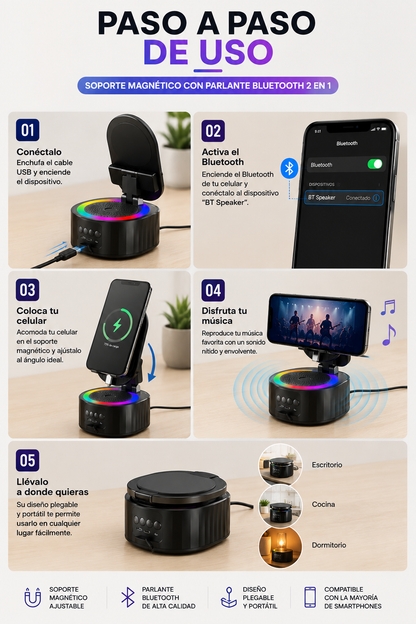 Halo™ — Soporte, parlante y luz en uno