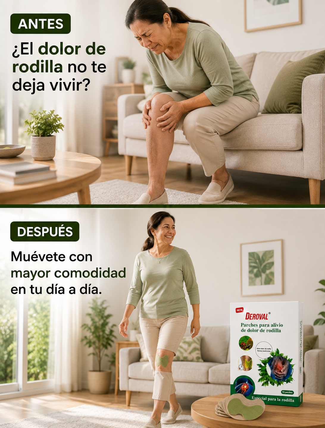 Deroval — Parches para alivio de dolor de rodilla