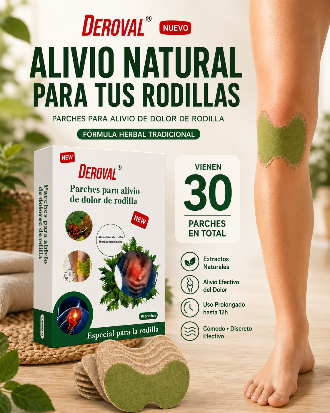 Deroval — Parches para alivio de dolor de rodilla