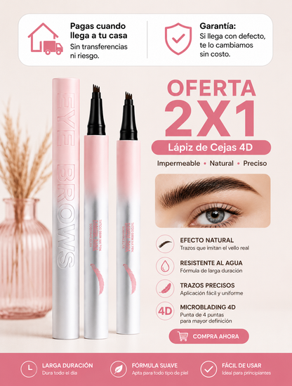 Lápiz cejas impermeable 4 puntas 2x1