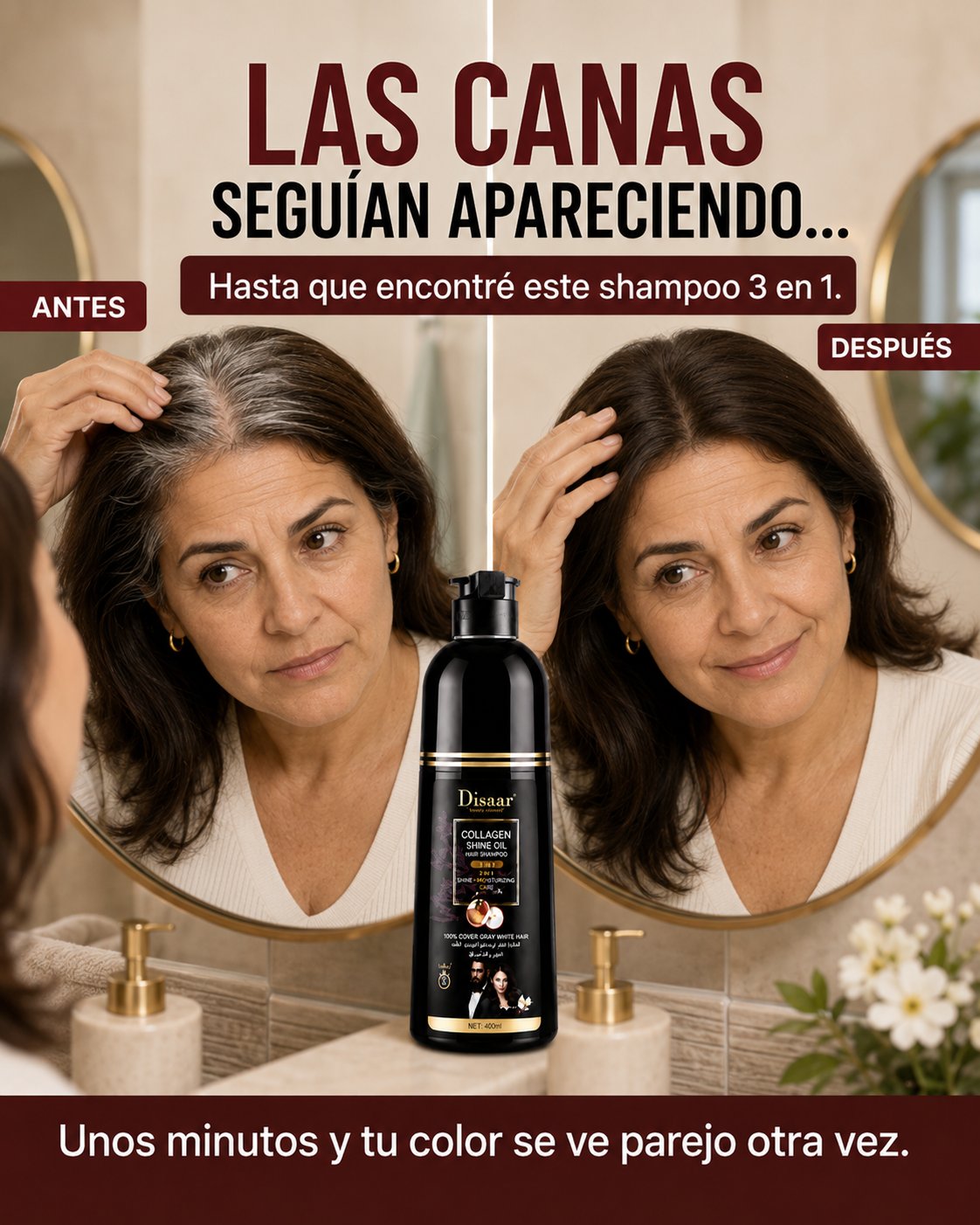 Disaar —Shampoo cubre tus canas mientras lavas tu cabello
