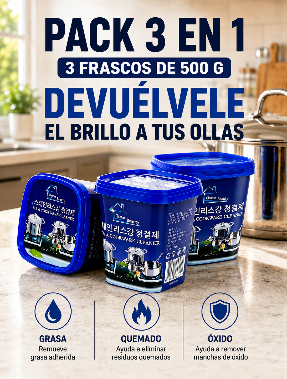 OllaBrilla — Ollas relucientes en minutos