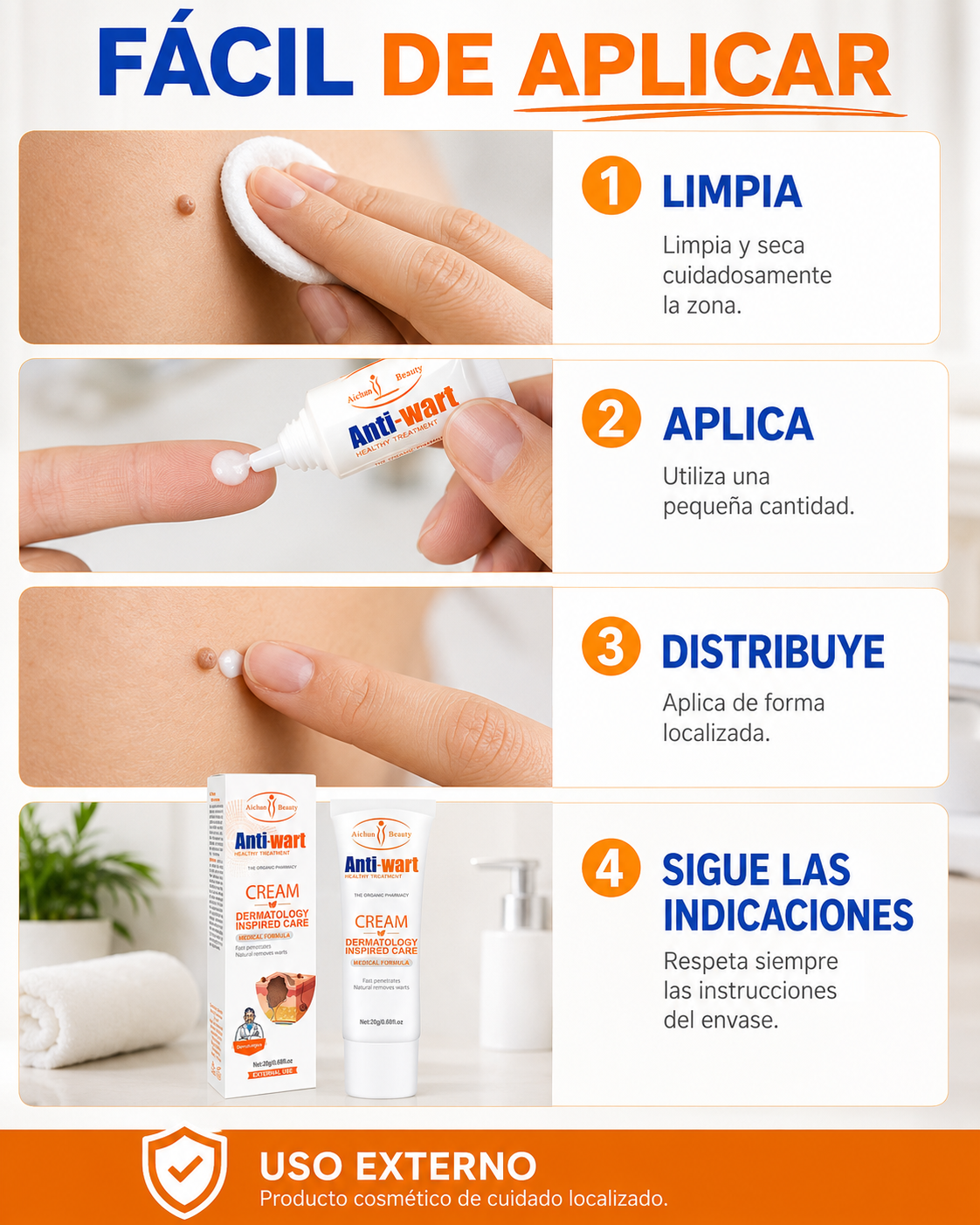 Anti Wart— Crema para Verrugas, tratadas desde casa