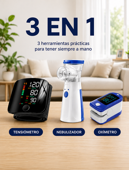 Kit Tensiómetro + Nebulizador + Oxímetro