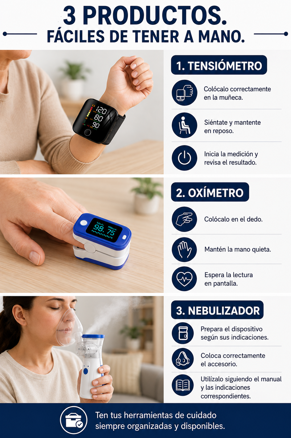 Kit Tensiómetro + Nebulizador + Oxímetro