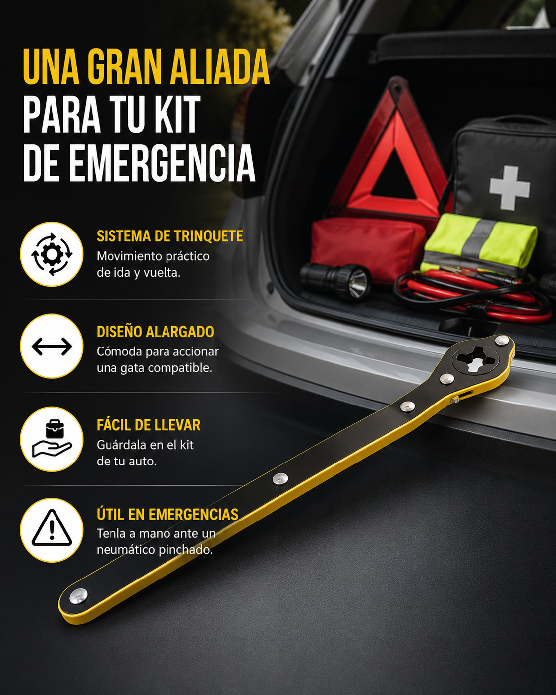 Llave De Trinquete Gata emergencia Auto