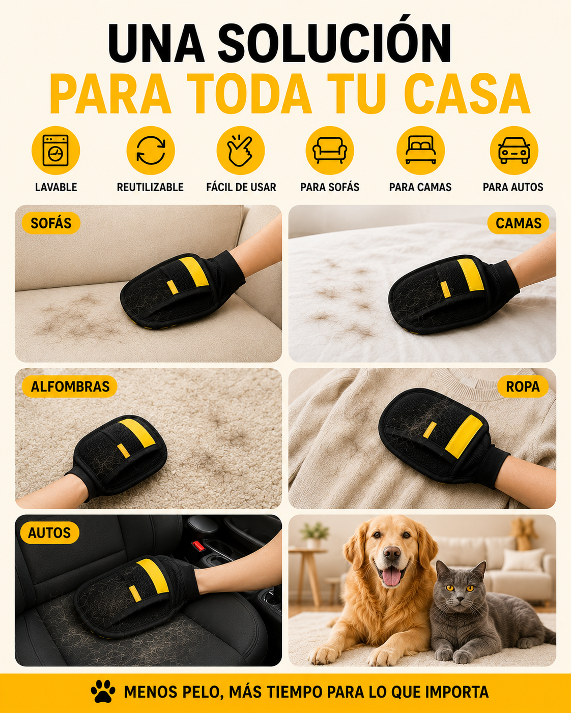CleanGrip - Pelo de mascota eliminado al primer intento