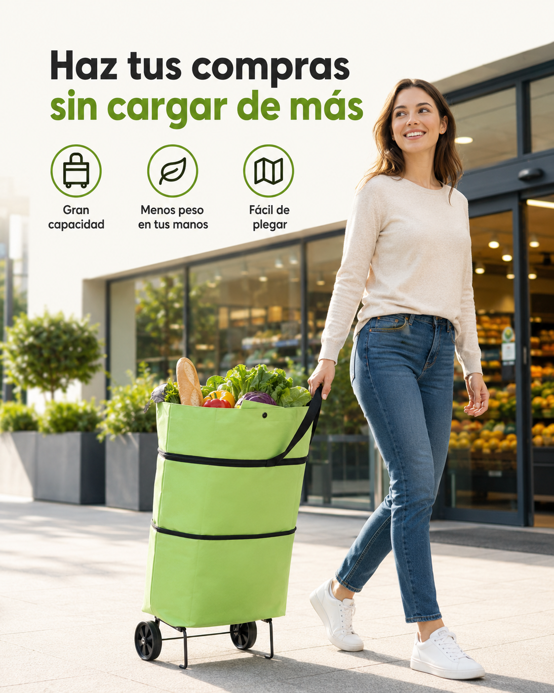 CarriBolso - Bolso Plegable con Ruedas 2 en 1