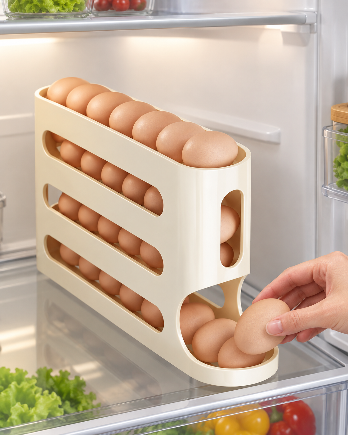 RodaHuevo - Organizador Dispensador de Huevos para Refrigerador